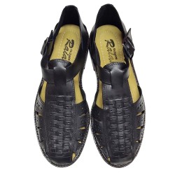 Sandalia Piel Negro Clasica Para Hombre