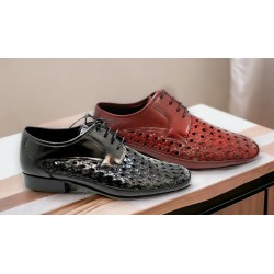 Zapato Almansa Trenzado Piel Ancho Negro. JR Jimenez