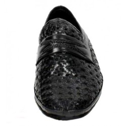 Zapato Piel Trenzado Negro Ancho Especial. JR Almansa