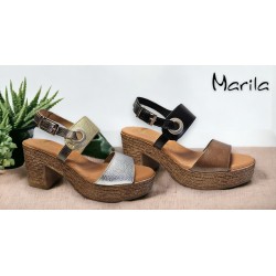 Marila Sandalia Mujer En Piel y Tacon