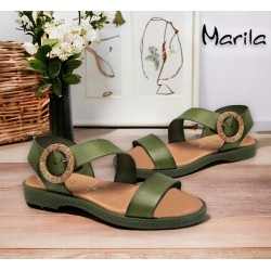 copy of Marila Sandalia Plana De Mujer Piel Negro