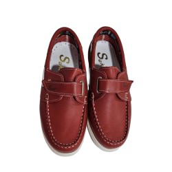 S@kut Nautico Niño Piel Rojo Con Velcro