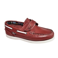 S@kut Nautico Niño Piel Rojo Con Velcro