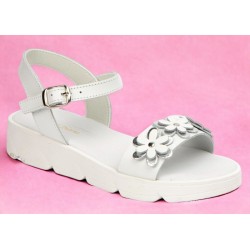 Sandalia Niña Muy Cómoda Blanco-Plata. D'Tivo