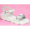 D'Tivo. Sandalia Niña Muy Cómoda Blanco-Plata.