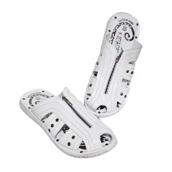 Sandalia Confort Con Cremallera Piel Blanco