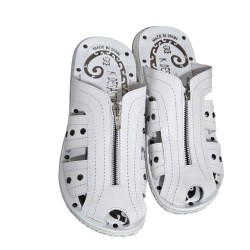 Sandalia Confort Con Cremallera Piel Blanco