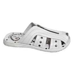 Sandalia Confort Con Cremallera Piel Blanco