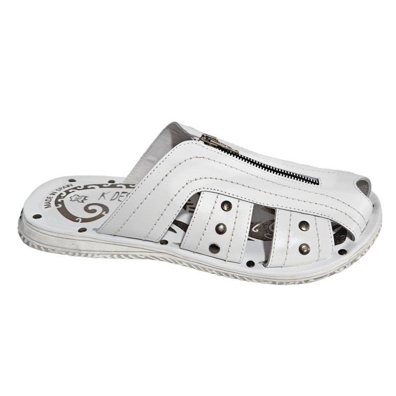 Sandalia Confort Con Cremallera Piel Blanco