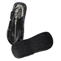 Sandalia Confort Con Cremallera Piel Negro