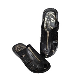 Sandalia Confort Con Cremallera Piel Negro