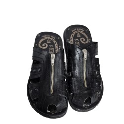 Sandalia Confort Con Cremallera Piel Negro