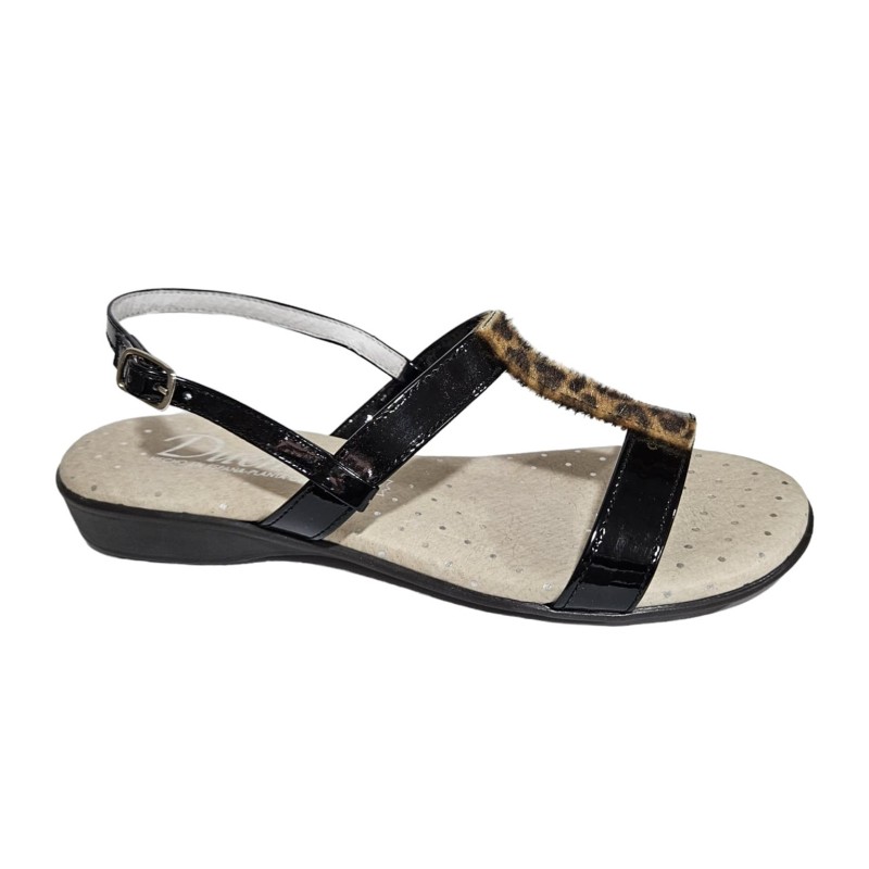 Duendy. Sandalia Piel Negro Confort Mujer