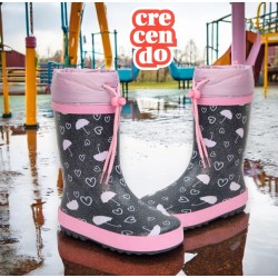 CRECENDO. Bota Agua Niña Corazones y Paraguas