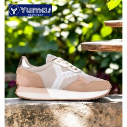 Yumas Zapatilla Sneaker Mujer Piel Beig