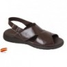 Sandalia Cómoda Hombre Piel Marrón. Duendy