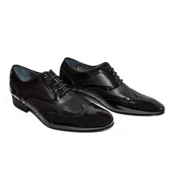 Fenatti Zapato Almansa Para Novio Piel Charol Negro
